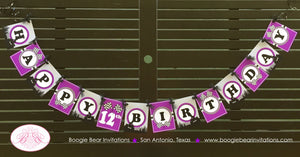 ATV Happy Birthday Party Banner Racing Purple Black Girl All Terrain Vehicle Quad 4 Wheeler Mountain Race Boogie Bear Invitations Dawn Theme