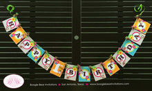 Load image into Gallery viewer, Pink Monkey Happy Birthday Party Banner Amazon Tropical Rainforest Jungle Zoo Rain Forest Garden Girl Boogie Bear Invitations Katrina Theme