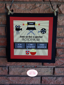 Movie Theater Birthday Party Package Retro Boy Girl Motion Picture Actor Film Star Director Gold Black Boogie Bear Invitations Lonnie Theme