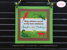 Load image into Gallery viewer, Rainforest Birthday Party Door Banner Outdoor Monkey Snake Gecko Wild Zoo Green Tropical Amazon Jungle Boogie Bear Invitations Mowgli Theme