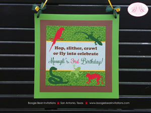 Rainforest Birthday Party Door Banner Outdoor Monkey Snake Gecko Wild Zoo Green Tropical Amazon Jungle Boogie Bear Invitations Mowgli Theme