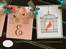 Load image into Gallery viewer, Garden Birds ONE Highchair Banner Birthday Party I am 1 Garden Flowers Girl Elegant Birdcage Trees 1st Boogie Bear Invitations Coralee Theme
