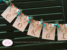 Load image into Gallery viewer, Garden Birds Birthday Party Banner Name Age Small Garden Flowers Girl Trees 1st 2nd 3rd 4th 5th 6th Boogie Bear Invitations Coralee Theme