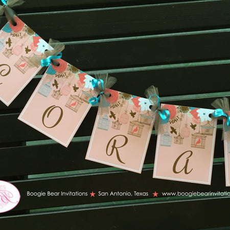 Garden Birds Birthday Party Banner Name Age Small Garden Flowers Girl Trees 1st 2nd 3rd 4th 5th 6th Boogie Bear Invitations Coralee Theme