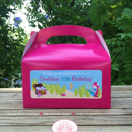 Mermaid Swimming Party Treat Boxes Favor Pink Birthday Girl Pool Swim Under Sea Ocean Splash Summer Boogie Bear Invitations Cordelia Theme