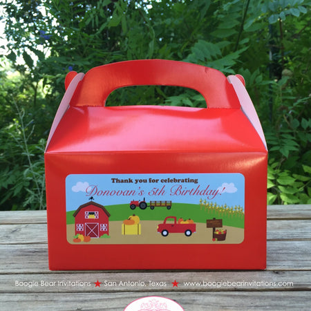 Farm Harvest Party Treat Boxes Favor Tags Bag Birthday Girl Boy Barn Autumn Halloween Truck Pumpkin Boogie Bear Invitations Donovan Theme