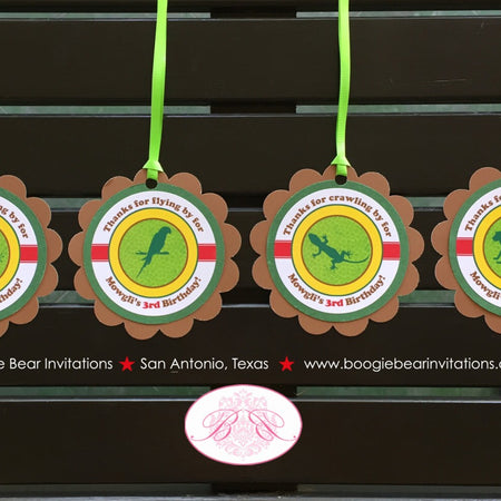 Rainforest Birthday Party Favor Tags Girl Boy Rain Forest Green Brown Amazon Jungle Safari Zoo Reptile Boogie Bear Invitations Mowgli Theme