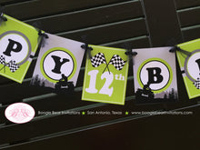 Load image into Gallery viewer, ATV Happy Birthday Party Banner Race Black Lime Green All Terrain Vehicle Quad 4 Wheeler Racing Track Boogie Bear Invitations Ryan Theme