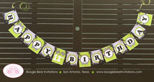 Load image into Gallery viewer, ATV Happy Birthday Party Banner Race Black Lime Green All Terrain Vehicle Quad 4 Wheeler Racing Track Boogie Bear Invitations Ryan Theme