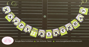 ATV Happy Birthday Party Banner Race Black Lime Green All Terrain Vehicle Quad 4 Wheeler Racing Track Boogie Bear Invitations Ryan Theme