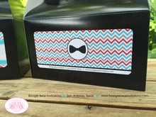 Load image into Gallery viewer, Mustache Bash Birthday Party Treat Boxes Favor Tags Bag Little Man Boy Chevron Red Blue Bow Tie 1st Boogie Bear Invitations Salvador Theme