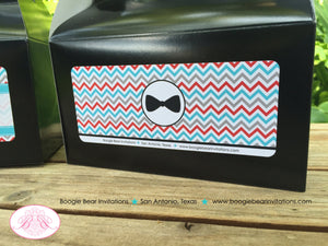 Mustache Bash Birthday Party Treat Boxes Favor Tags Bag Little Man Boy Chevron Red Blue Bow Tie 1st Boogie Bear Invitations Salvador Theme