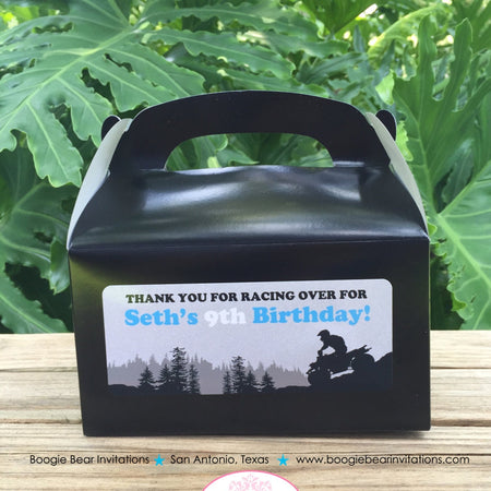 ATV Birthday Party Treat Boxes Favor Tags Bag Blue Black Trail Ride All Terrain Vehicle Quad 4 Wheeler Boogie Bear Invitations Seth Theme