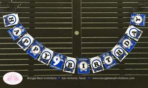 Motorcycle Happy Birthday Party Banner Blue Boy Girl Motocross Grand Prix Black Grey Pass Race Racing Boogie Bear Invitations Randy Theme