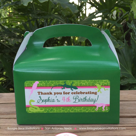 Pink Rain Forest Birthday Party Treat Boxes Favor Box Parrot Green Girl Wild Zoo Amazon Jungle Boogie Bear Invitations Sophia Theme