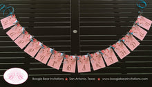 Load image into Gallery viewer, Garden Birds Happy Birthday Party Banner Flowers Coral Girl Turquoise Aqua Teal 1st 2nd 21st 30th 40th Boogie Bear Invitations Coralee Theme
