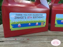 Load image into Gallery viewer, Lake Birthday Party Treat Boxes Favor Tags Sailing Boating Swimming Fishing River Forest Outdoor Park Boogie Bear Invitations Jamie Theme