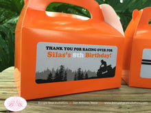 Load image into Gallery viewer, ATV Birthday Party Treat Boxes Favor Tags Bag Orange Black All Terrain Vehicle Quad 4 Wheeler Racing Box Boogie Bear Invitations Silas Theme