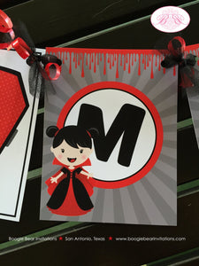 Vampire Girl Birthday Party Name Banner Halloween Blood Fang Bite Coffin 1st 4th 5th 6th 7th 8th 9th 10th Boogie Bear Invitations Mina Theme