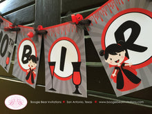 Load image into Gallery viewer, Vampire Girl Happy Birthday Party Banner Red Halloween Blood Fang Bite Coffin Dracula Dress Bloody Drink Boogie Bear Invitations Mina Theme