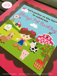 Pink Farm Animals Birthday Door Banner Girl Barn Tractor Country Petting Zoo Horse Cow Pig Lamb Sheep Boogie Bear Invitations Shirley Theme