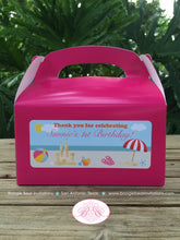 Load image into Gallery viewer, Beach Pink Birthday Party Treat Boxes Favor Tags Swimming Girl Pool Swim Ocean Island Luau Sandcastle Boogie Bear Invitations Sunnie Theme