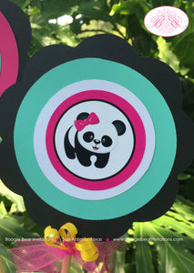 Panda Bear Birthday Party Centerpiece Cake Display Stick Forest Pink Black Yellow Green Blue Wild Zoo Boogie Bear Invitations Jeanette Theme