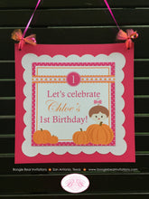 Load image into Gallery viewer, Pink Pumpkin 1st Birthday Party Package Little Girl Fall Autumn Farm Barn Rustic Country Ranch Polka Dot Boogie Bear Invitations Chloe Theme