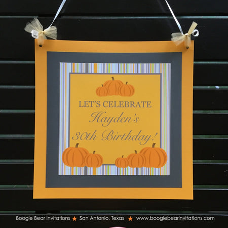 Fall Farm Pumpkin Birthday Door Banner Harvest Girl Boy Autumn Country Stripe Rustic Halloween Picking Boogie Bear Invitations Hayden Theme