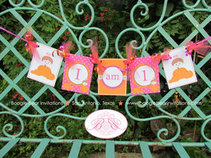 Little Pink Pumpkin I am 1 Party Banner Highchair Birthday Fall Orange Dot Harvest Welcome Farm ONE 1st Boogie Bear Invitations Chloe Theme