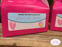 Load image into Gallery viewer, Flip Flop Pool Birthday Party Treat Boxes Favor Tags Beach Girl Pink Swim Swimming Ocean Beach Ball Luau Boogie Bear Invitations Jenna Theme