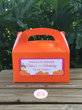Load image into Gallery viewer, Pink Pumpkin Party Treat Boxes Favor Tags Bag Birthday Girl Fall Autumn Harvest Farm Barn Country Boogie Bear Invitations Chloe Theme