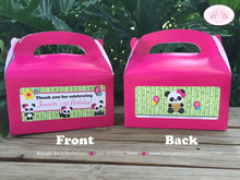 Load image into Gallery viewer, Pink Panda Bear Birthday Party Treat Boxes Favor Tags Girl Butterfly Black Spot Dot Wild Zoo Animals Boogie Bear Invitations Jeanette Theme