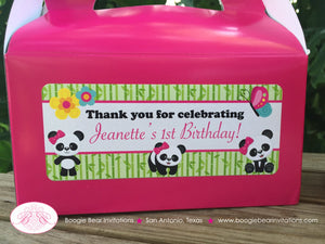 Pink Panda Bear Birthday Party Treat Boxes Favor Tags Girl Butterfly Black Spot Dot Wild Zoo Animals Boogie Bear Invitations Jeanette Theme
