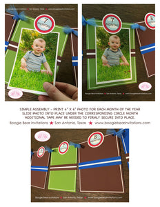 Lake Party Photo Timeline Banner Happy 1st Birthday Red Blue Green Brown River 1st 2nd 3rd 4th 5th 6th Boogie Bear Invitations Jamie Theme