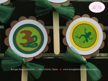Load image into Gallery viewer, Rainforest Party Cupcake Toppers Birthday Girl Boy Monkey Parrot Gecko Amazon Jungle Rain Forest Zoo Boogie Bear Invitations Mowgli Theme