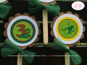 Rainforest Party Cupcake Toppers Birthday Girl Boy Monkey Parrot Gecko Amazon Jungle Rain Forest Zoo Boogie Bear Invitations Mowgli Theme
