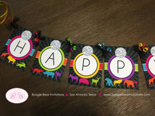 Load image into Gallery viewer, Disco Dance Happy Birthday Party Banner Wild Zoo Animals Jungle Girl Boy Tropical Amazon Ball Neon Black Boogie Bear Invitations Donna Theme
