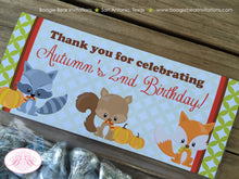 Load image into Gallery viewer, Forest Animals Birthday Party Treat Bag Toppers Folded Favor Fall Pumpkin Boy Girl Woodland Harvest Boogie Bear Invitations Autumn Rae Theme