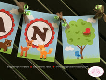 Load image into Gallery viewer, Woodland Animals Baby Shower Party Banner Birthday Deer Bird Green Fox Boy Girl Forest Creatures Picnic Boogie Bear Invitations Adrian Theme