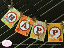 Load image into Gallery viewer, Fall Woodland Animals Happy Birthday Banner Party Owl Squirrel Fox Forest Creature Pumpkin Boy Girl Boogie Bear Invitations Autumn Rae Theme