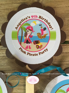 Pink Pirate Birthday Party Cupcake Toppers Beach Girl Green Blue Ship Island Sea Ocean Swimming Swim Boogie Bear Invitations Angelica Theme