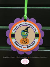 Load image into Gallery viewer, Halloween Owls Birthday Party Favor Tags Boy Girl Pumpkin Witch Orange Green Purple Black Fall Who Boo Boogie Bear Invitations Harlow Theme
