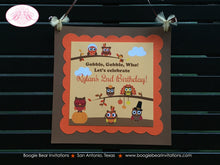 Load image into Gallery viewer, Thanksgiving Owls Birthday Door Banner Party Boy Girl Pumpkin Pilgrims Turkey Forest Autumn Harvest Bird Boogie Bear Invitations Rylan Theme