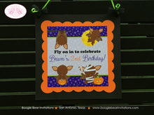 Load image into Gallery viewer, Halloween Bat Birthday Party Door Banner Boy Girl Fall Pumpkin Full Moon Mummy Orange Green Purple Black Boogie Bear Invitations Bram Theme