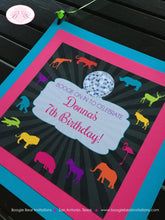 Load image into Gallery viewer, Disco Wild Animals Birthday Door Banner Dance Party Boy Girl Retro Ball Tropical Jungle Zoo 60s 70s Neon Boogie Bear Invitations Donna Theme