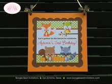Load image into Gallery viewer, Fall Woodland Animals Birthday Party Door Banner Fox Owl Pumpkin Squirrel Forest Creatures Country Boogie Bear Invitations Autumn Rae Theme