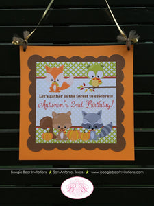 Fall Woodland Animals Birthday Party Door Banner Fox Owl Pumpkin Squirrel Forest Creatures Country Boogie Bear Invitations Autumn Rae Theme