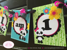 Load image into Gallery viewer, Pink Panda Bear I am 1 Highchair Banner Party Birthday Small Blue Green Yellow Tropical Girl 1st 2nd Boogie Bear Invitations Jeanette Theme