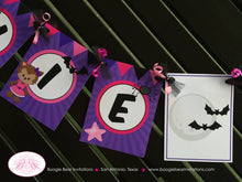 Load image into Gallery viewer, Pink Werewolf Girl Birthday Name Banner Party Halloween Magenta Purple Black 1st 4th 5th 6th 7th 8th Boogie Bear Invitations Sylvie Theme